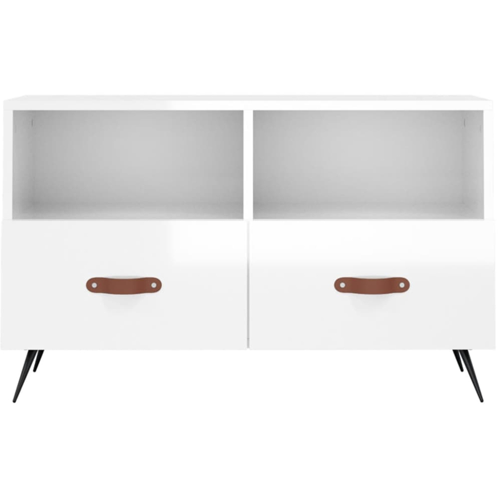 vidaXL 2 Drawer 2 Shelf High Gloss White TV Cabinet Image 5