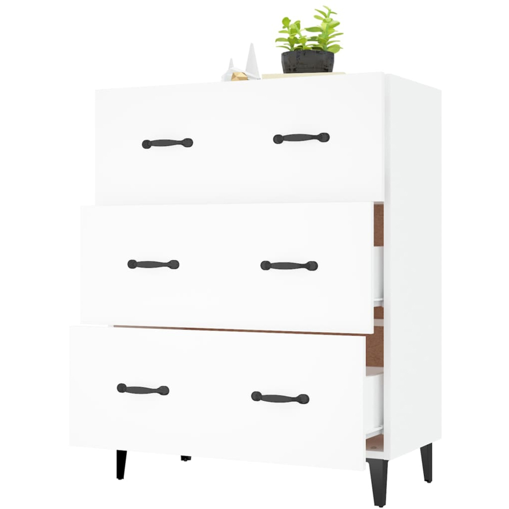 vidaXL 3 Drawer White Sideboard Image 3