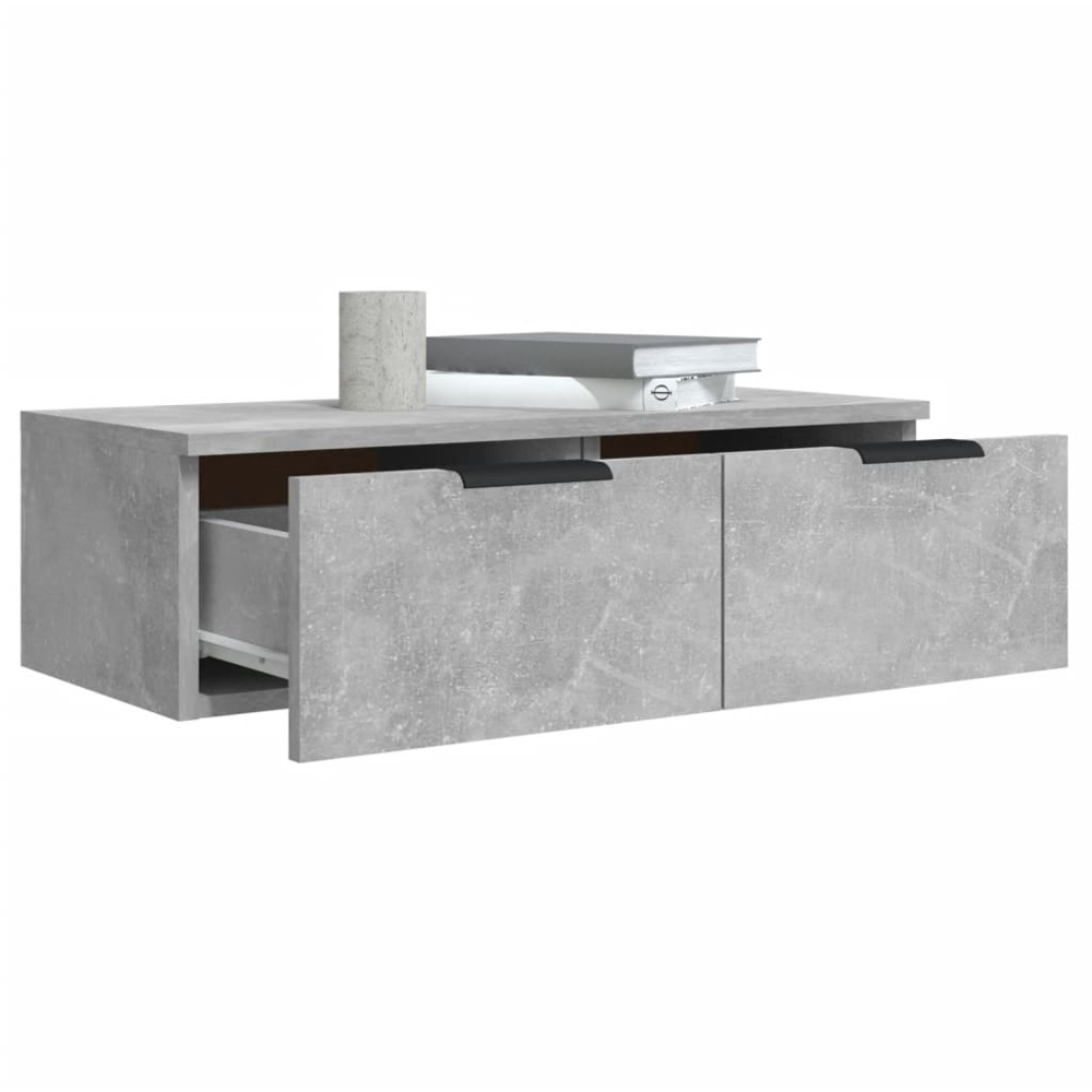 vidaXL 2 Drawer Concrete Grey Wall Mounted Cabinet Image 4