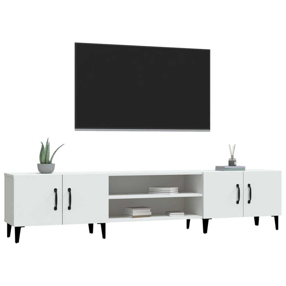vidaXL 4 Door 2 Shelf White TV Cabinet Image 4