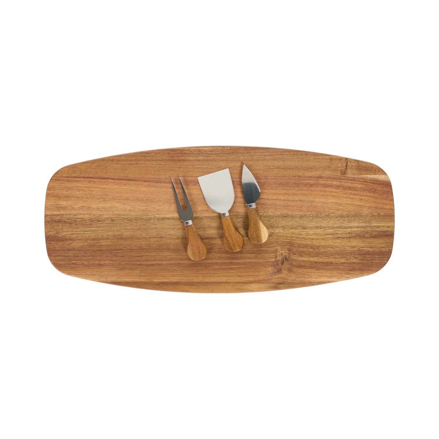 Acacia Wood Serving Platter with 3 Cheese Knives Brown Image 3