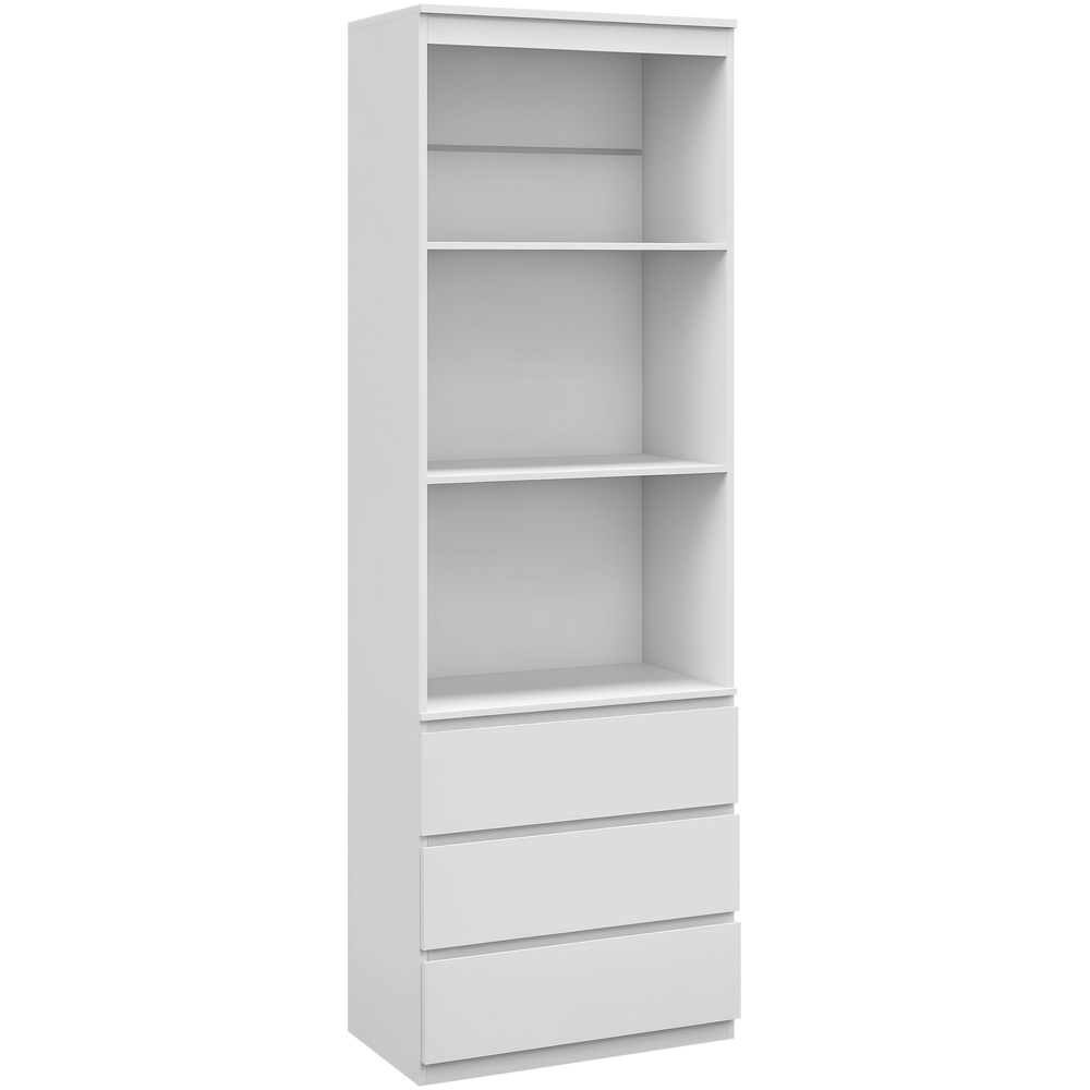 HOMCOM 3 Drawer 3 Shelf White Freestanding Tall Bookshelf Image 2