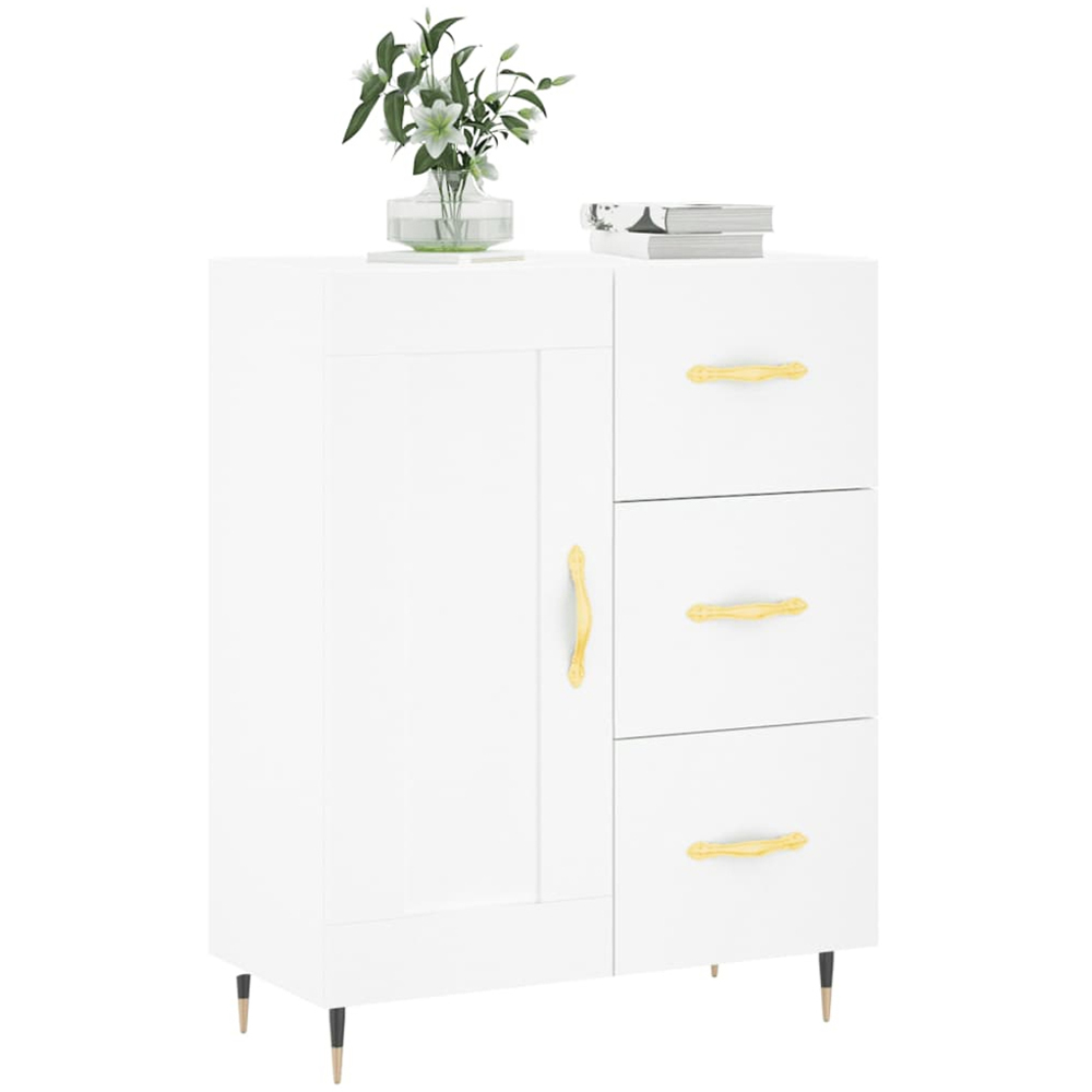 vidaXL Single Door 3 Drawer White Sideboard Image 3