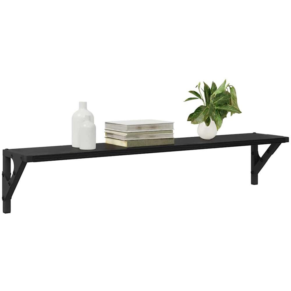 vidaXL 80 x 15cm Black Oak Wall Shelf Set of 2 Image 3