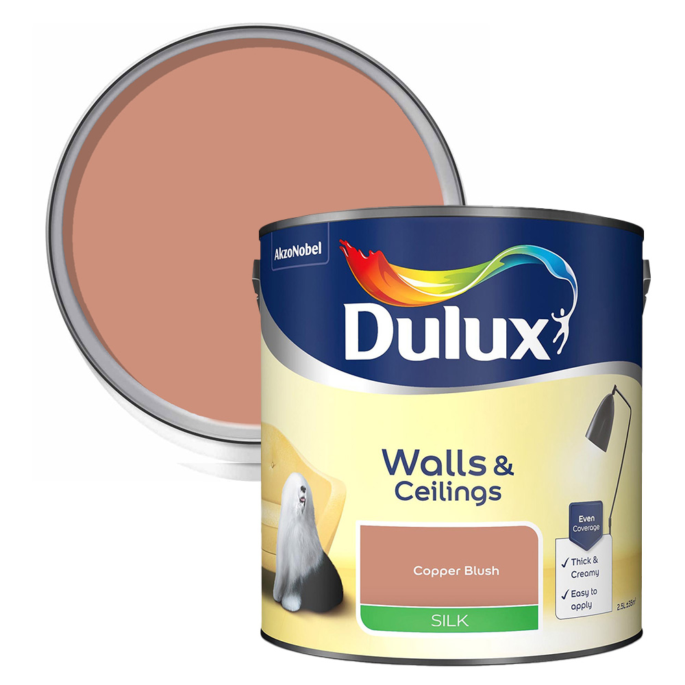 Dulux Walls and Ceilings Copper Blush Silk Emulsion Paint 2.5L Image 1