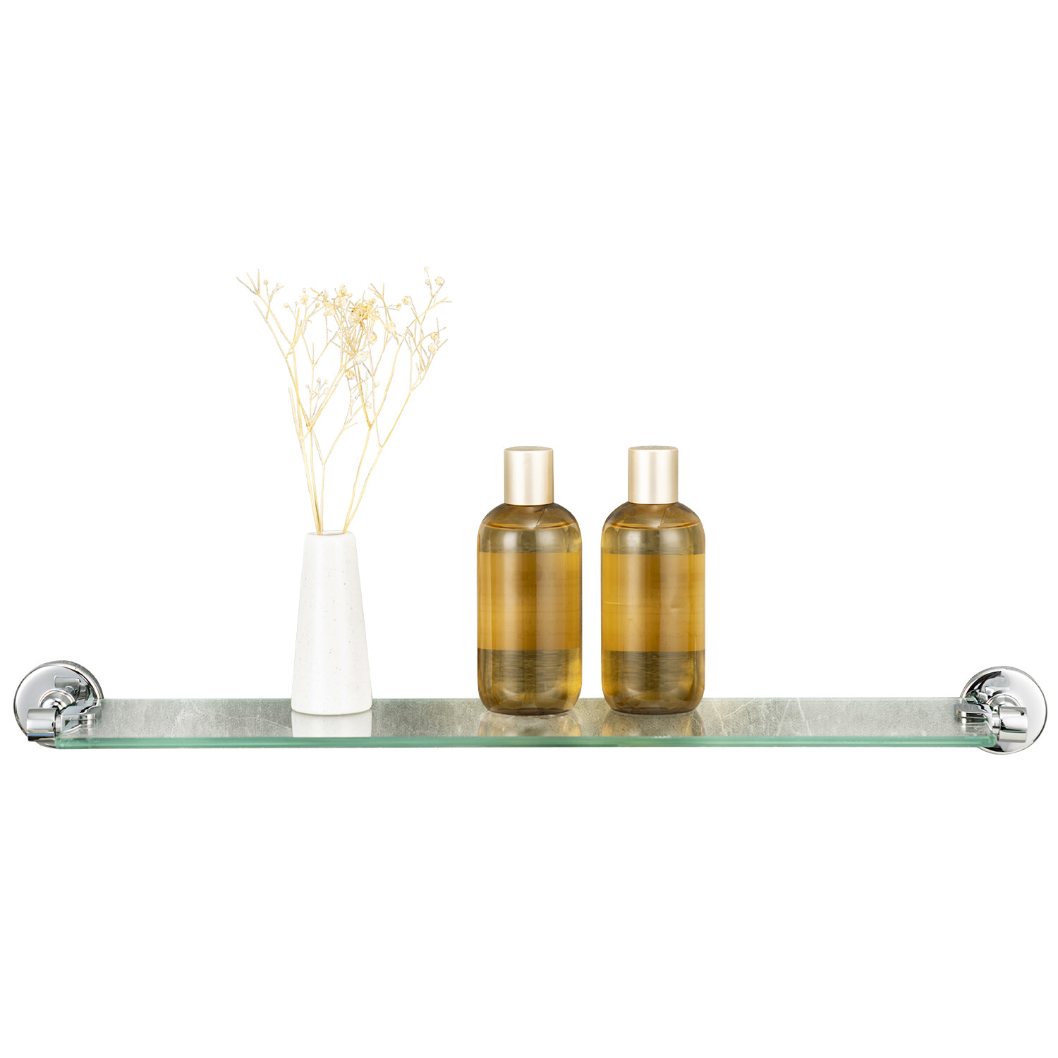 Monaco Chrome Acrylic Glass Shelf - Chrome Image 2