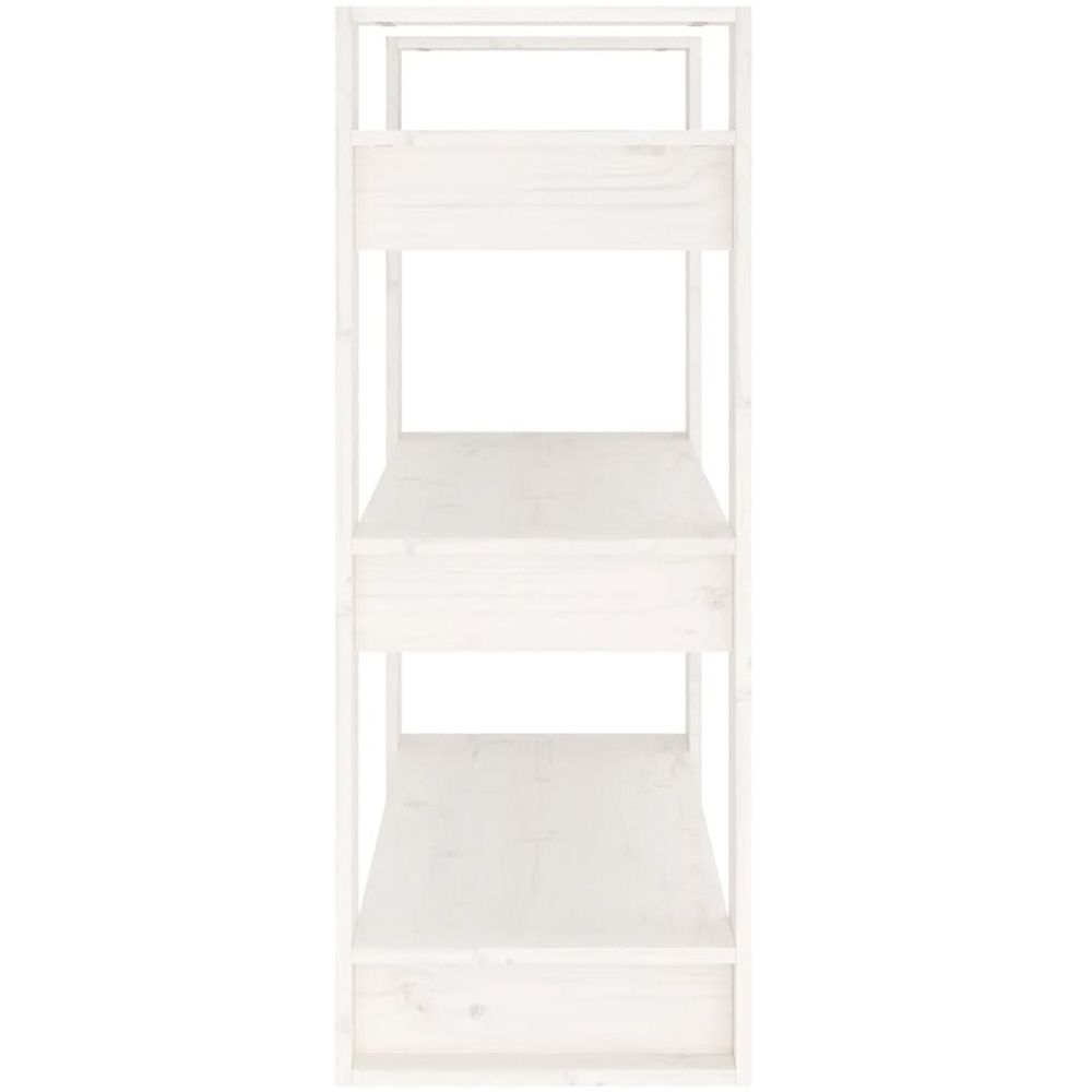vidaXL 3 Shelf White Solid Pine Wood Bookcase Image 3