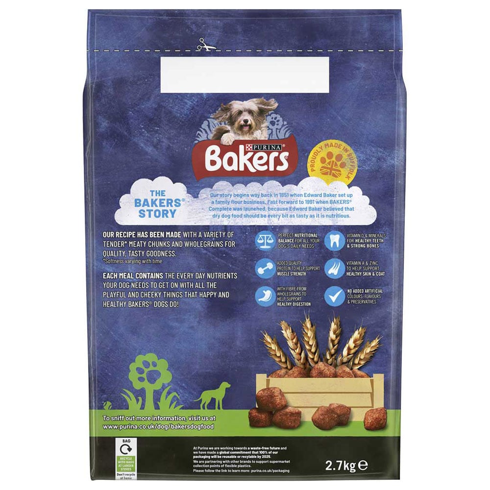 Purina Bakers Meaty Meals Beef Adult Dry Dog Food Case of 4 x 2.7kg Image 4
