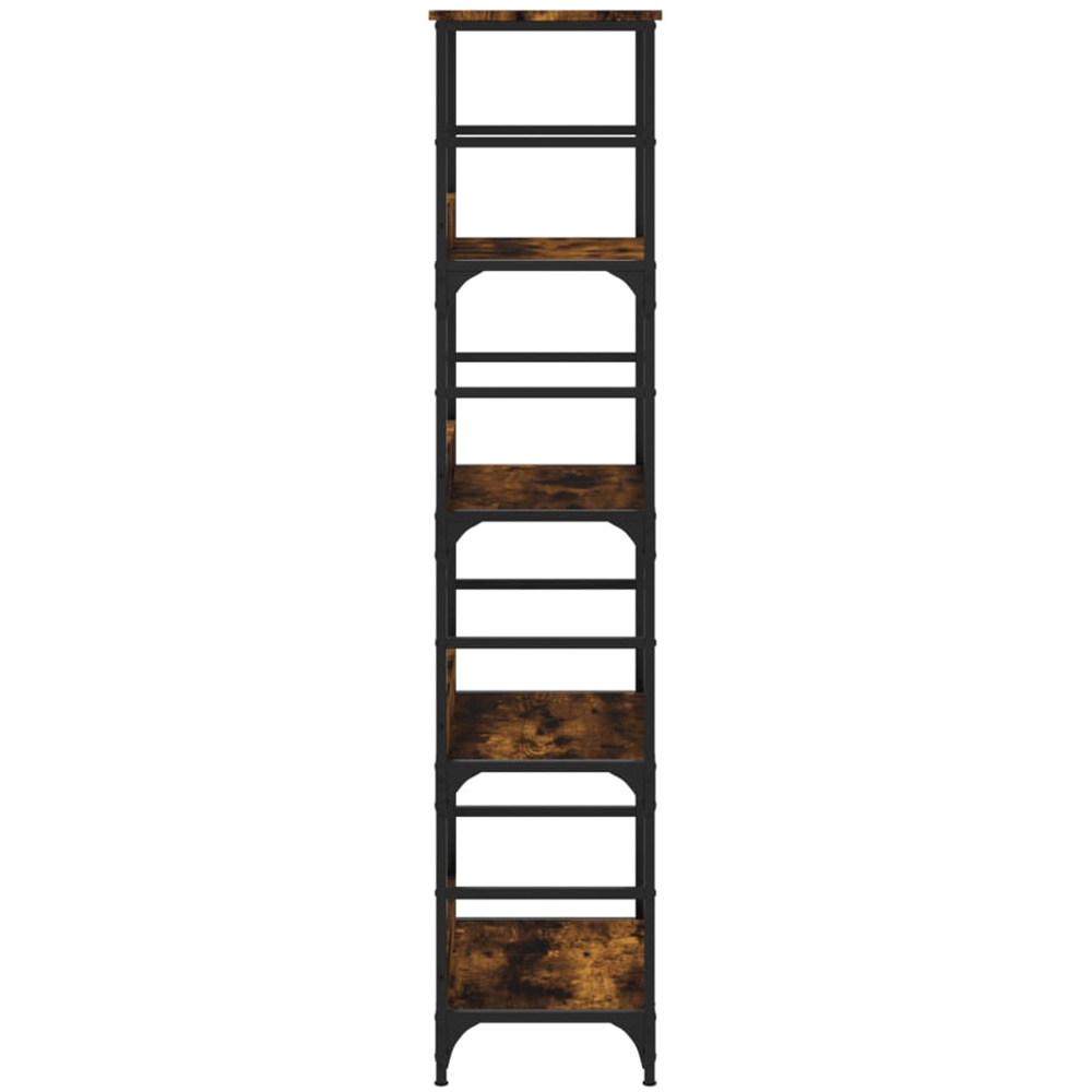 vidaXL 4 Shelf Smoked Oak Wood and Steel Bookcase Image 5