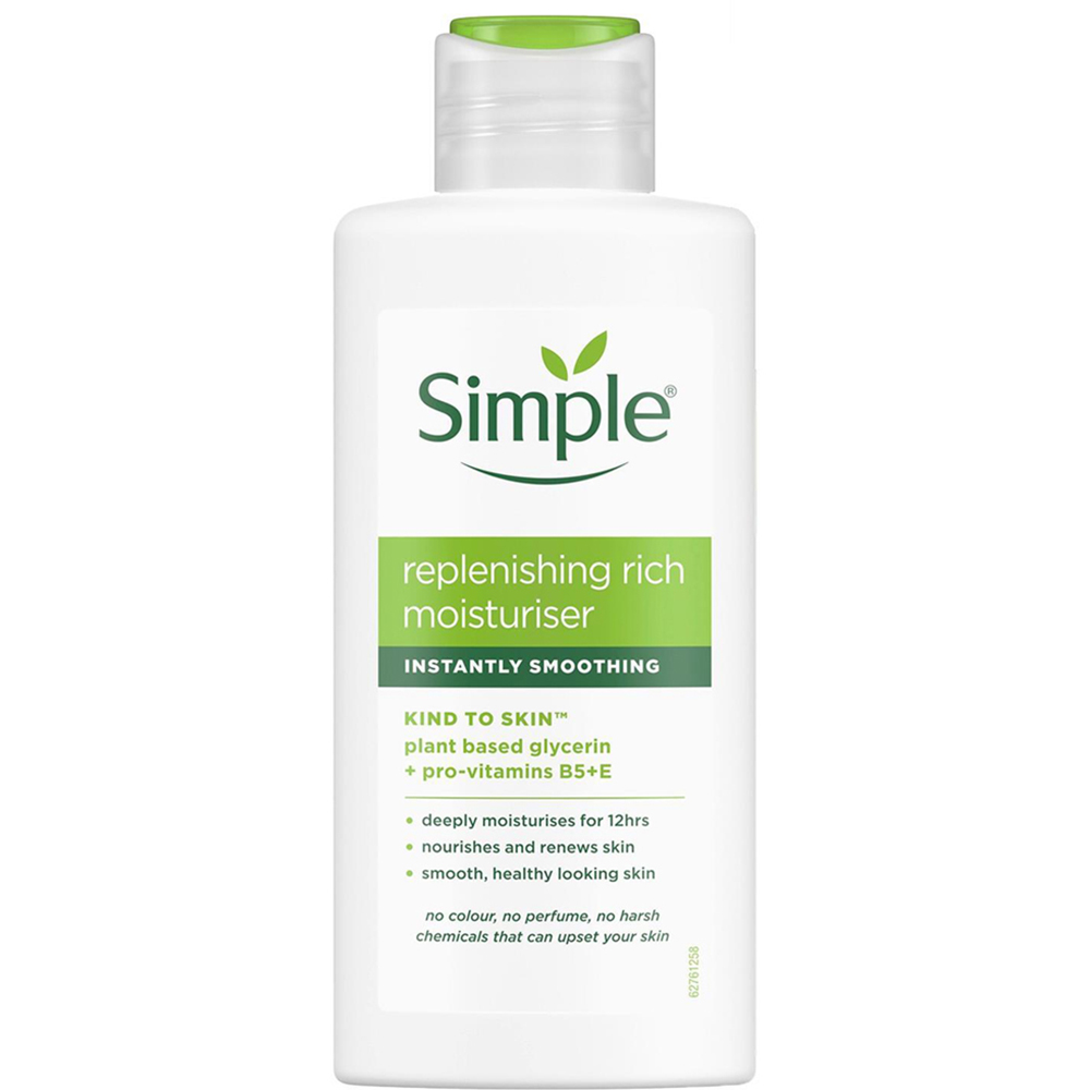 Simple Kind to Skin 12H Replenishing Rich Moisturiser Lotion 125ml 3 Pack Image 3