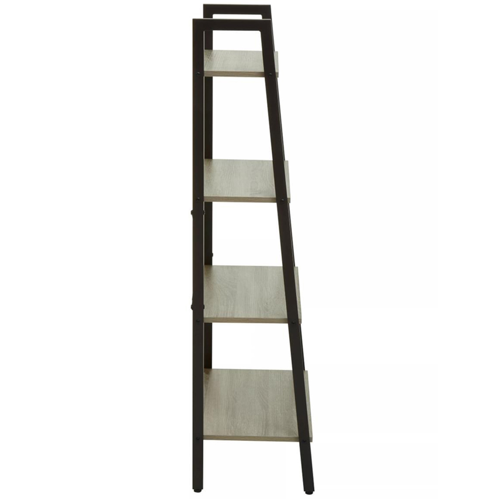 Premier Housewares Bradbury 4 Shelf Grey Oak Veneer Ladder Bookshelf Image 3