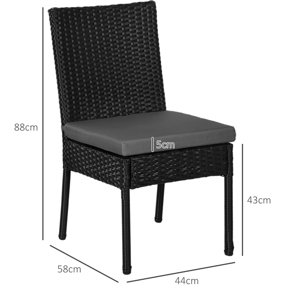 Outsunny Set of 4 Black Rattan Garden Chair Image 7