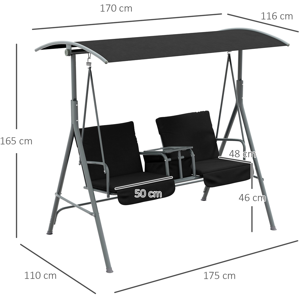 Outsunny 2 Seater Black Swing Chair with Canopy Image 8