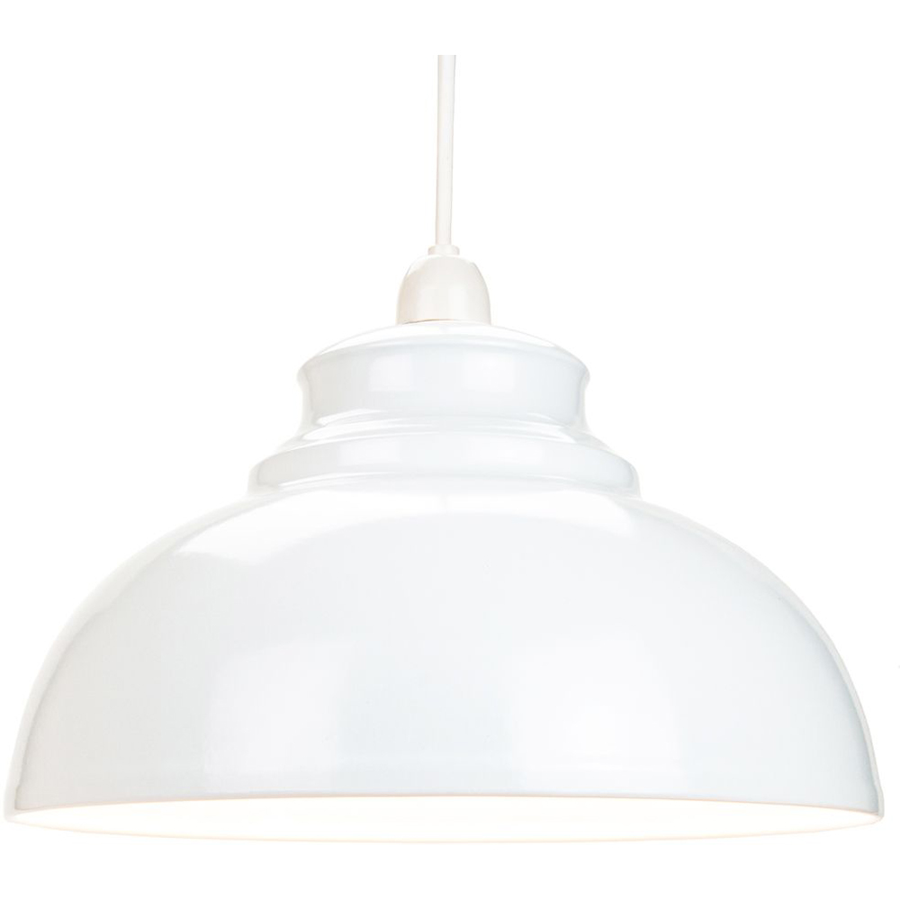 Happy Homewares White Gloss Metal Galley Ceiling Pendant Light Shade Image 2