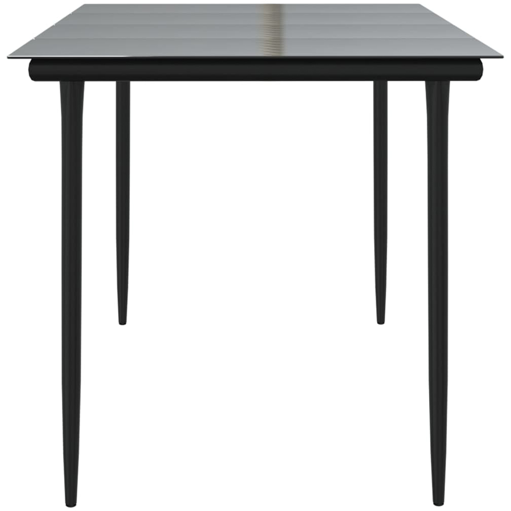 vidaXL 6 Seater Black Powder Coated Steel and Tempered Glass Dining Table Image 4