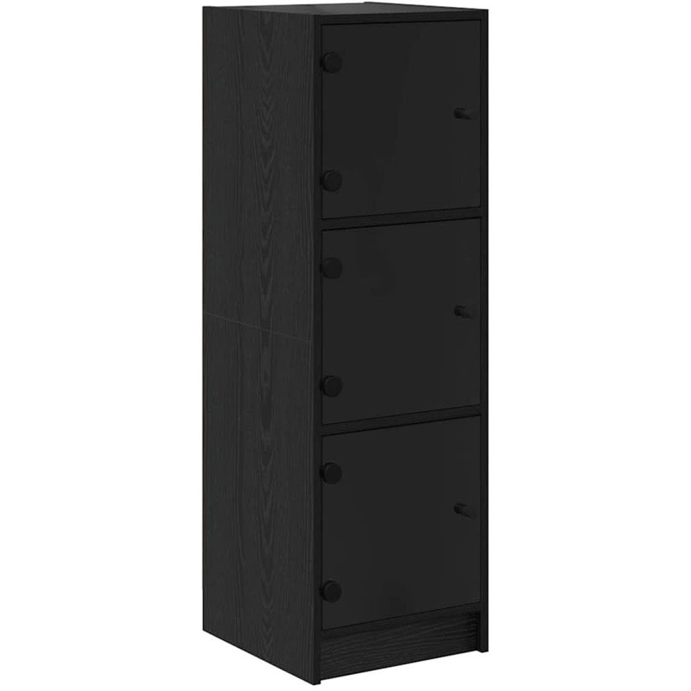 vidaXL Single Glass Door 3 Shelf Black Highboard Image 2