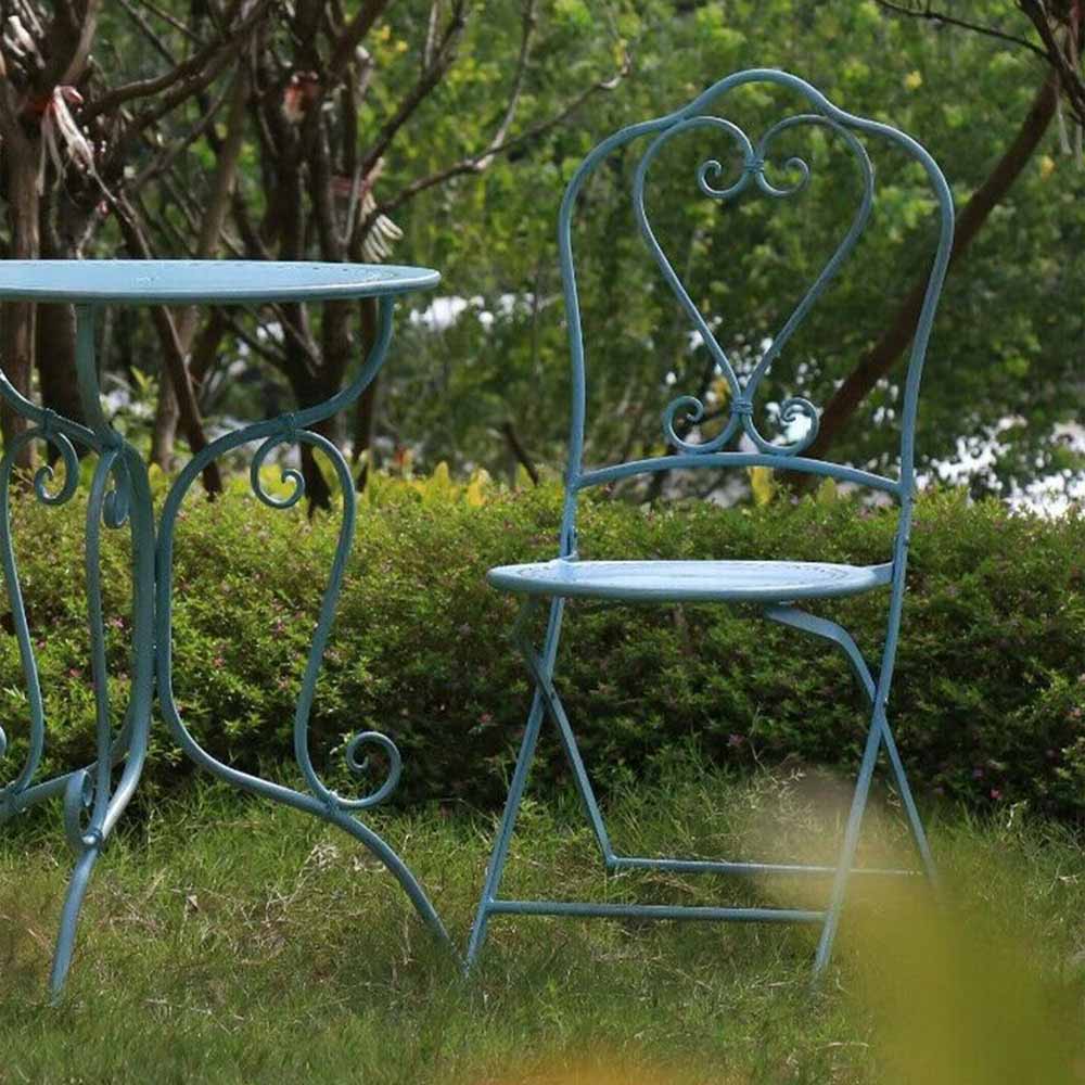 GlamHaus Seychelles 2 Seater Garden Bistro Set Duck Egg Blue Image 8