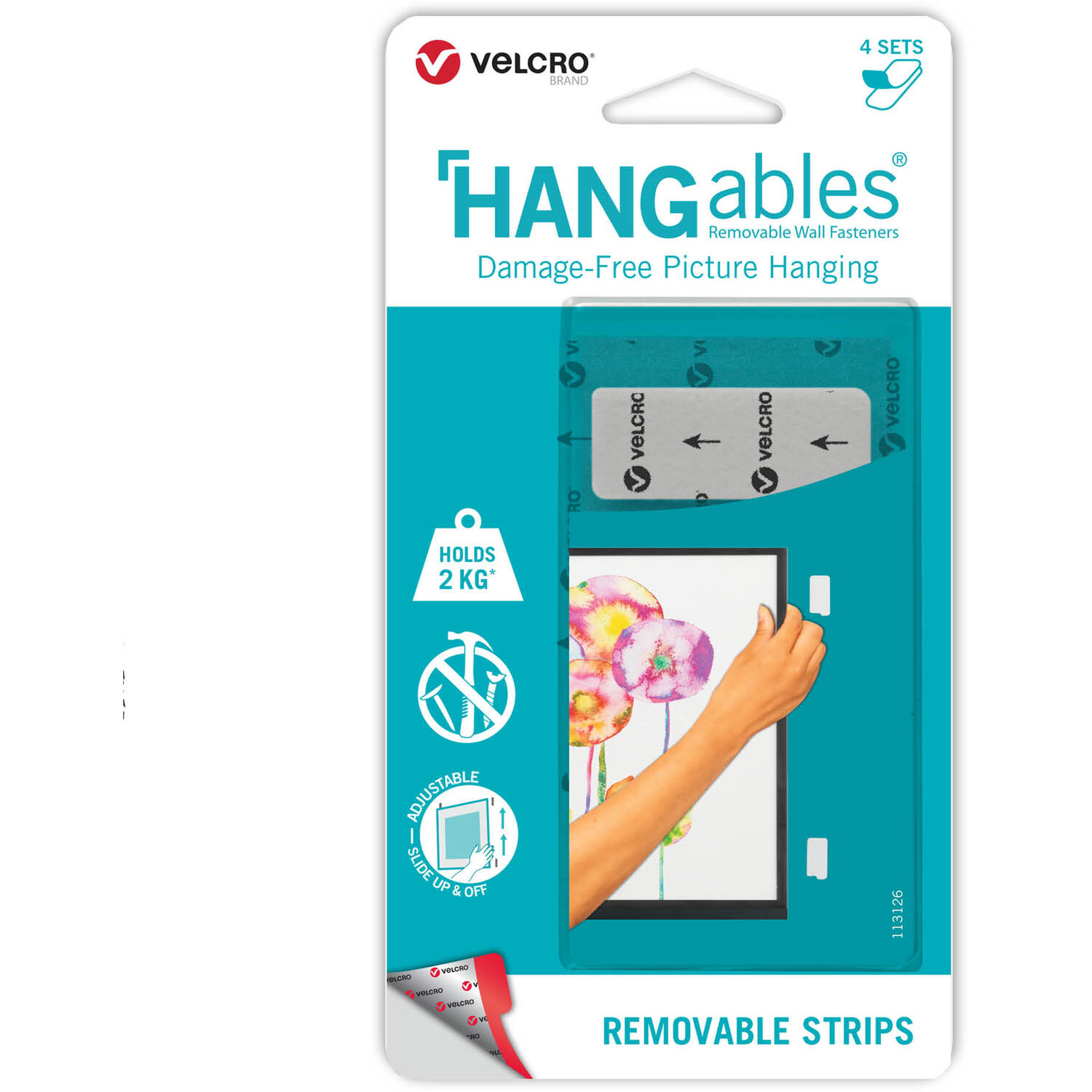 Velcro Hangables Wall Fasteners Adhesive Strips Set of 4 Image 1