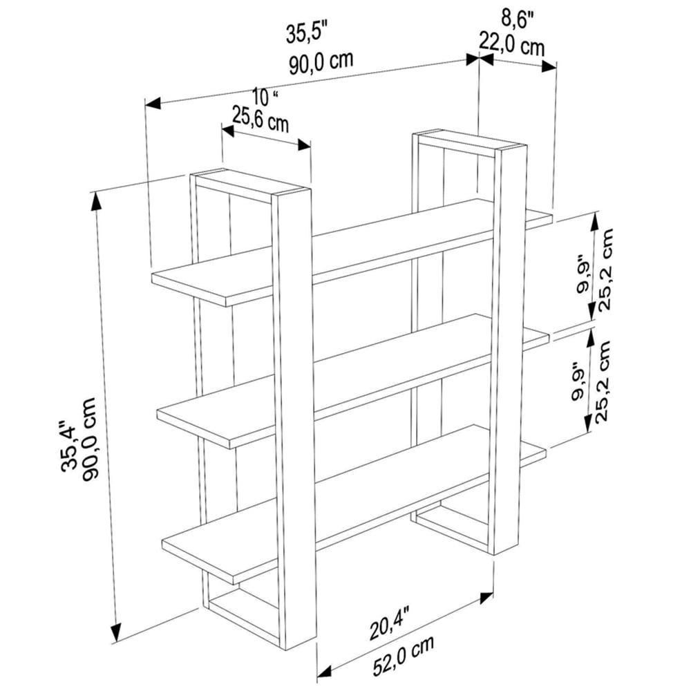 Decorotika Suno 3 Shelf Black and Oud Wall Mounted Display Unit Image 7