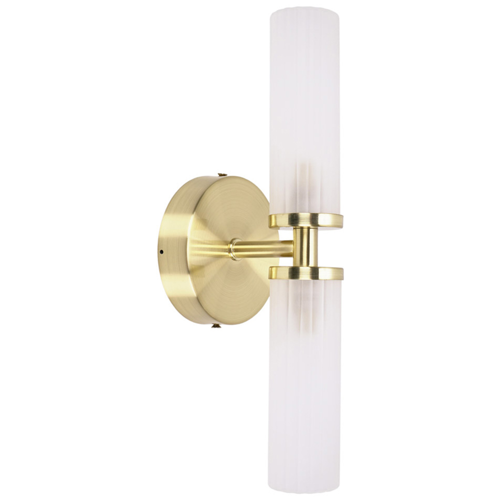 ValueLights Canya Matte Gold 2 Way Up Down Frosted Reeded Glass LED Wall Light Image 1
