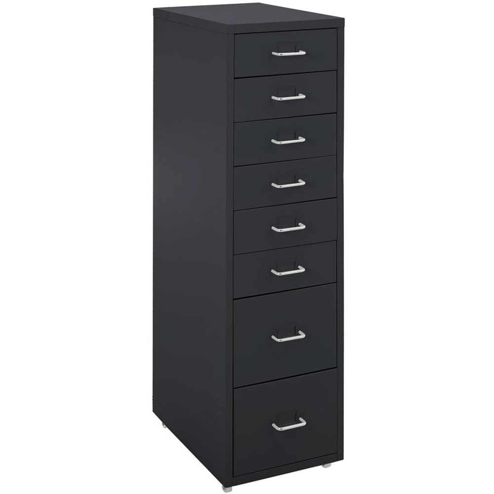 Living and Home Black 8 Tier Vertical File Cabinet with Wheels Image 2