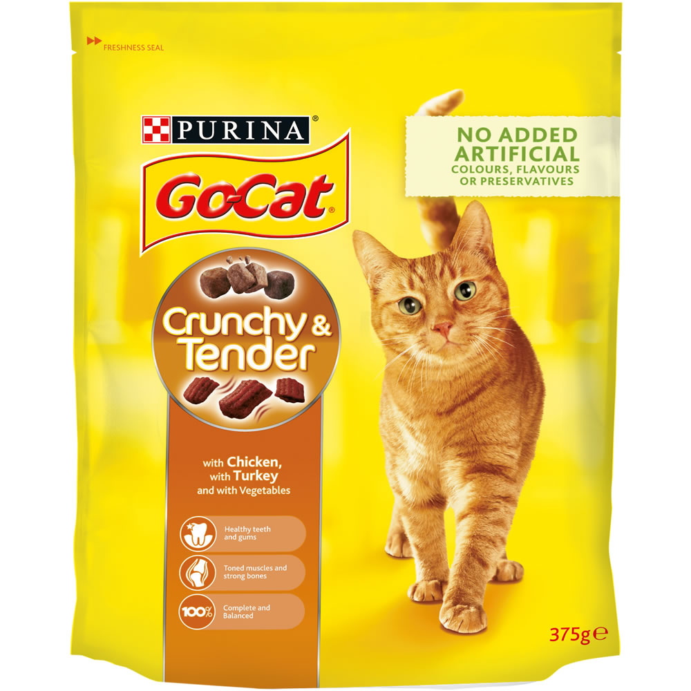 Go-Cat Crunchy and Tender Chicken and Turkey Dry Cat Food 375g Image