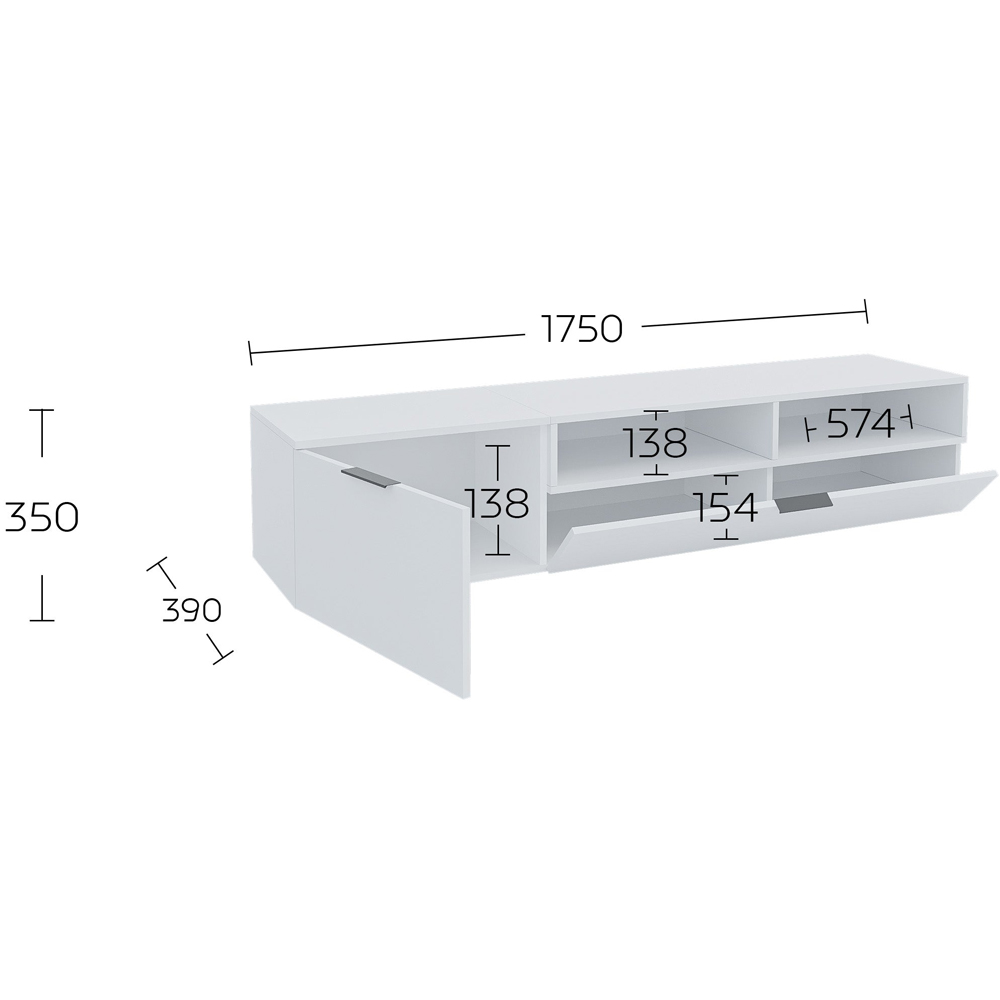 Shefa Marocco 2 Door 2 Shelf White TV Unit Image 5