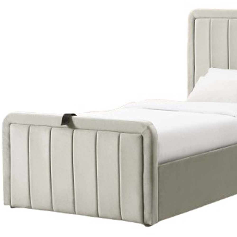 Comfy Living Single Cream Brushed Velvet Ottoman Bed Frame Image 3