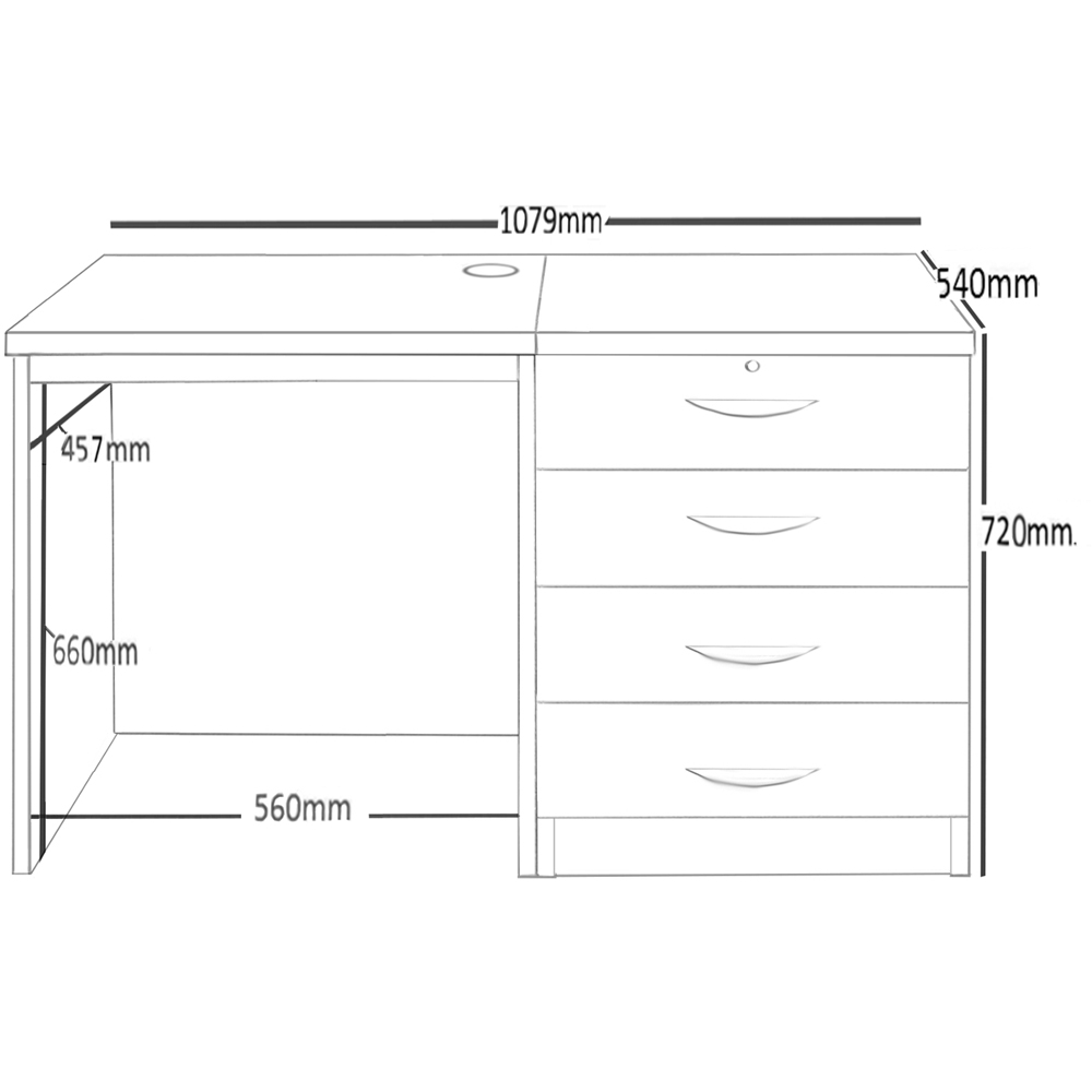 R White Cabinets 4 Drawer Black Set-05 Desk Image 5