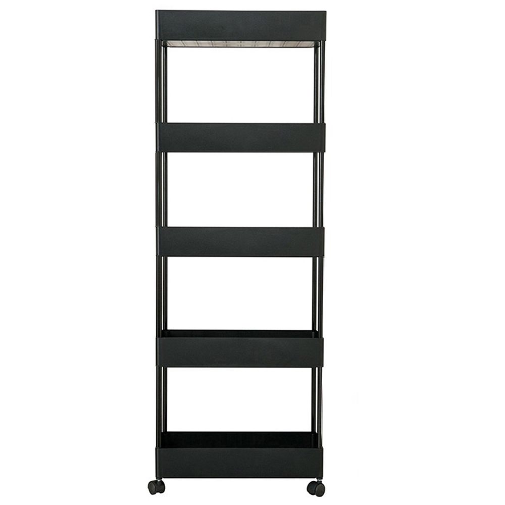 Living And Home WH0945 Black ABS Wood Multi-Tier Multi-Purpose Trolley 22cm Image 1