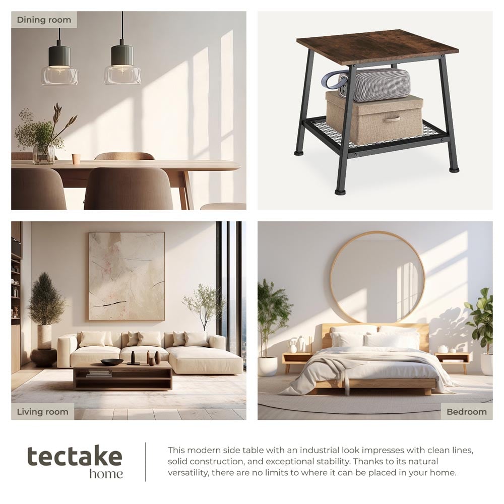 tectake Bedford Dark Wood Bedside Table Image 5