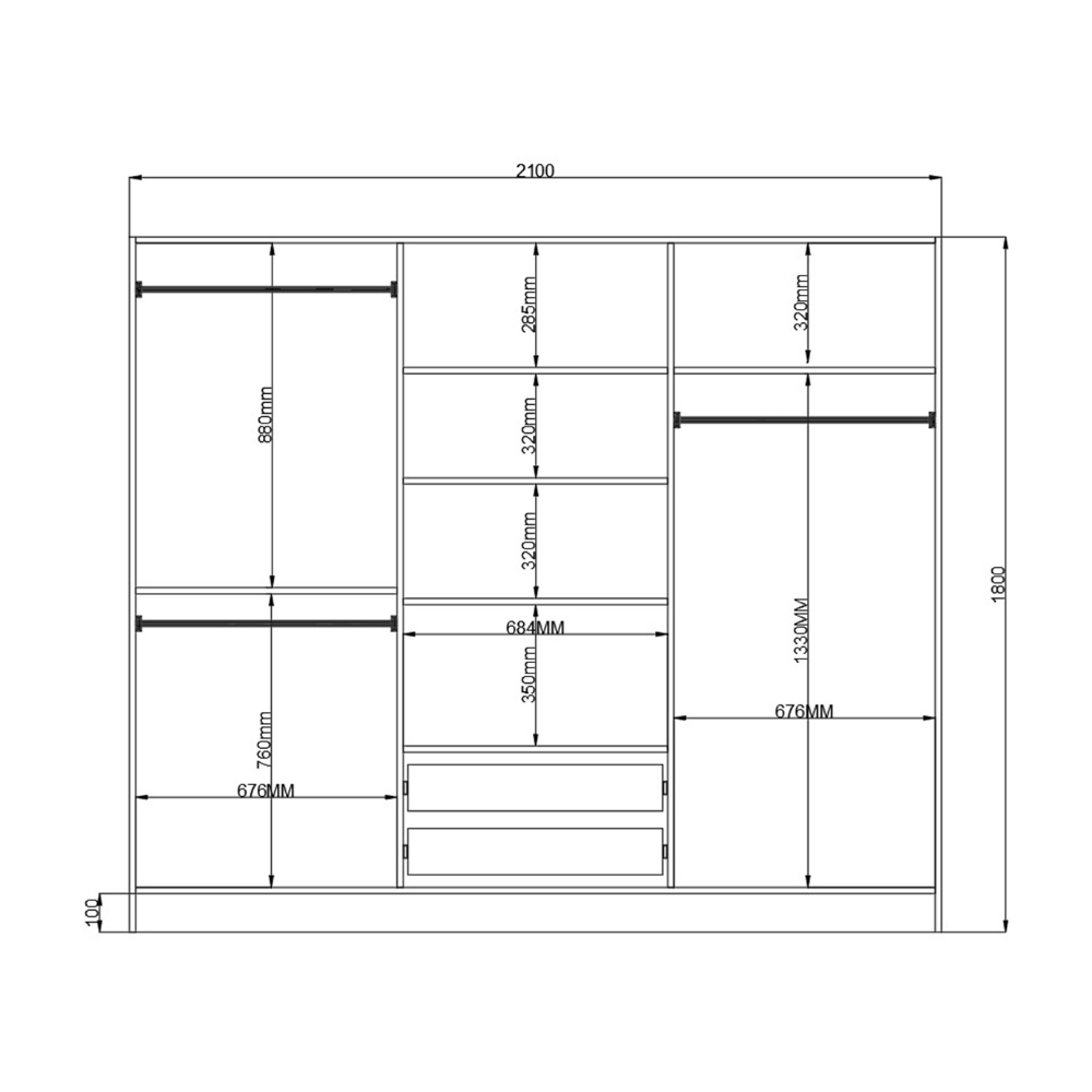 Evu CLEMENT 6 Door 2 Drawer White Wardrobe Image 6