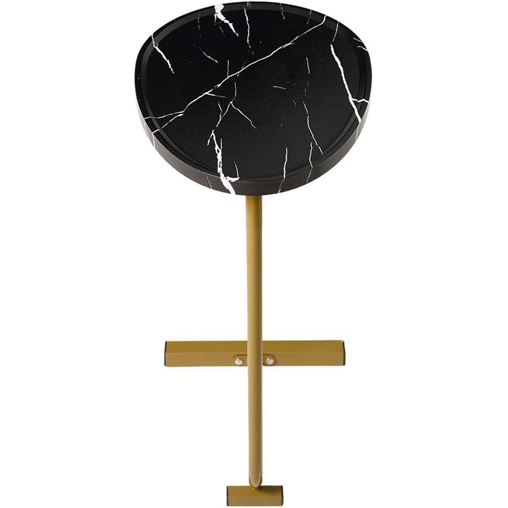 Living and Home Black and Gold Marble Effect C-Shape Side Table Image 6