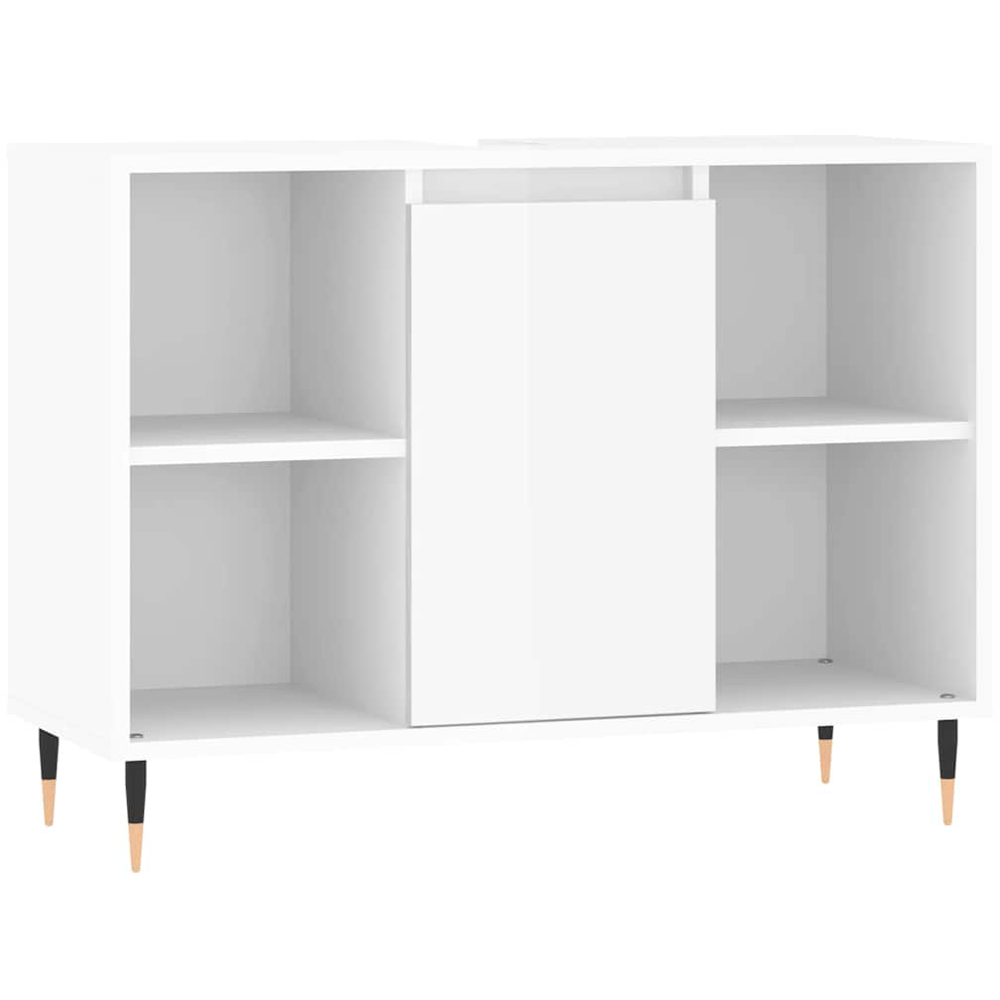 vidaXL Single Door 4 Shelf White Wooden Bathroom Cabinet Image 2