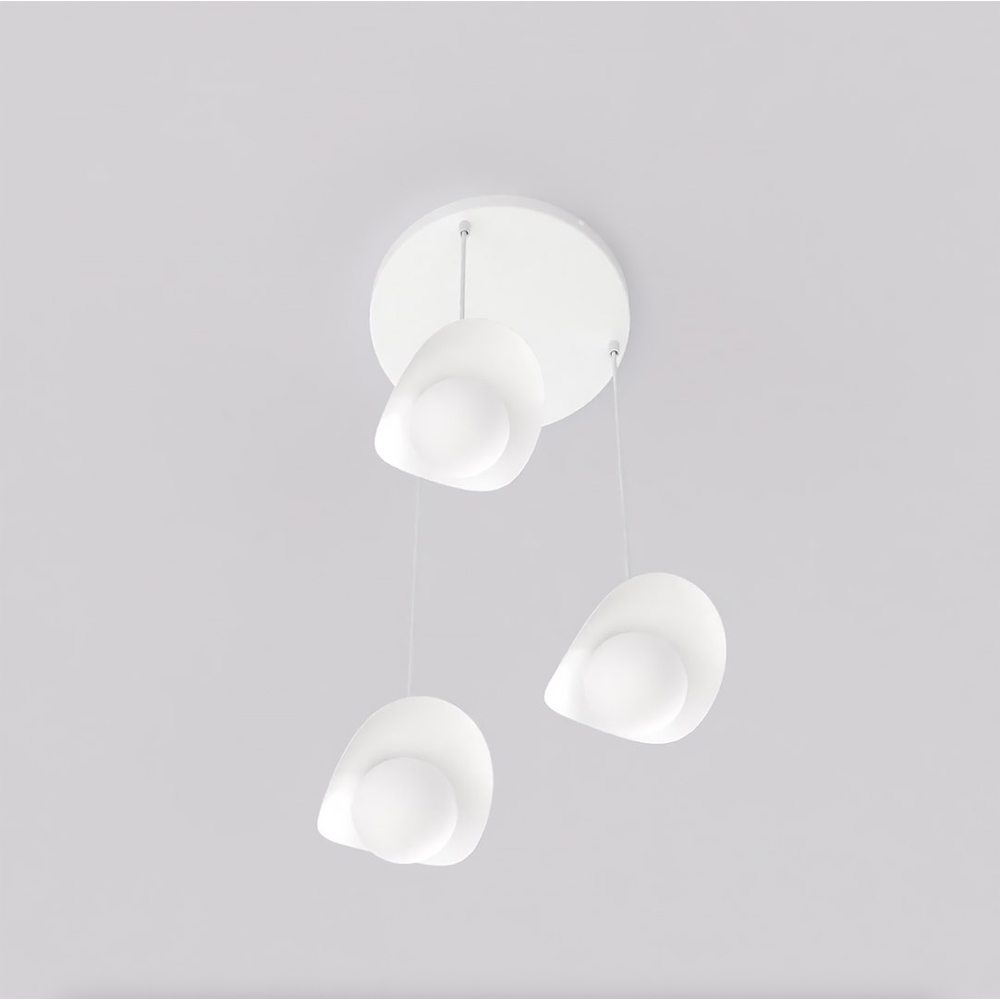 Emibig Ritual 3 Light White Shade White Pendant Lamp Image 4