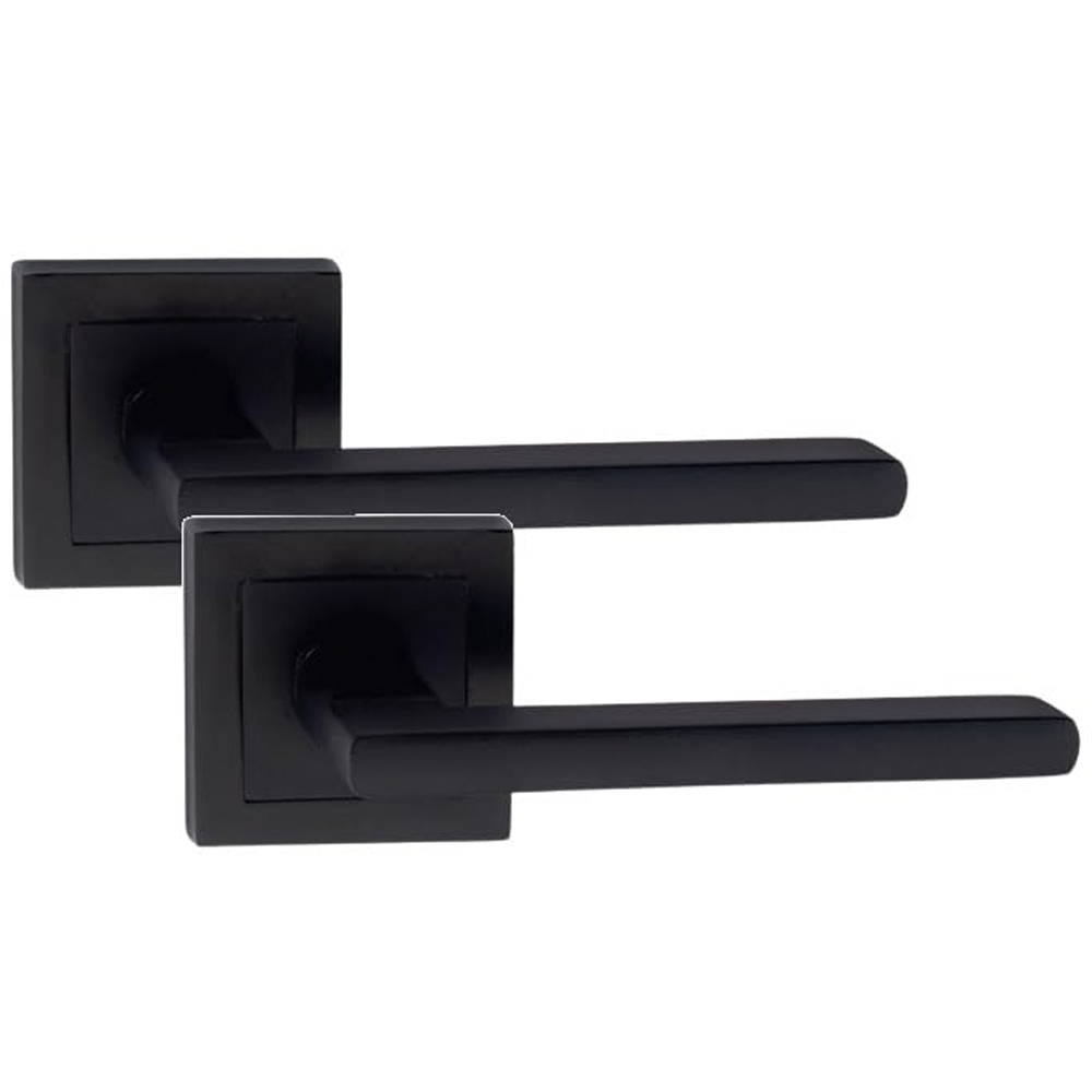 Golden Grace Matt Black Leon Straight Door Handles Set 52 x 52mm 5 Pack Image 2