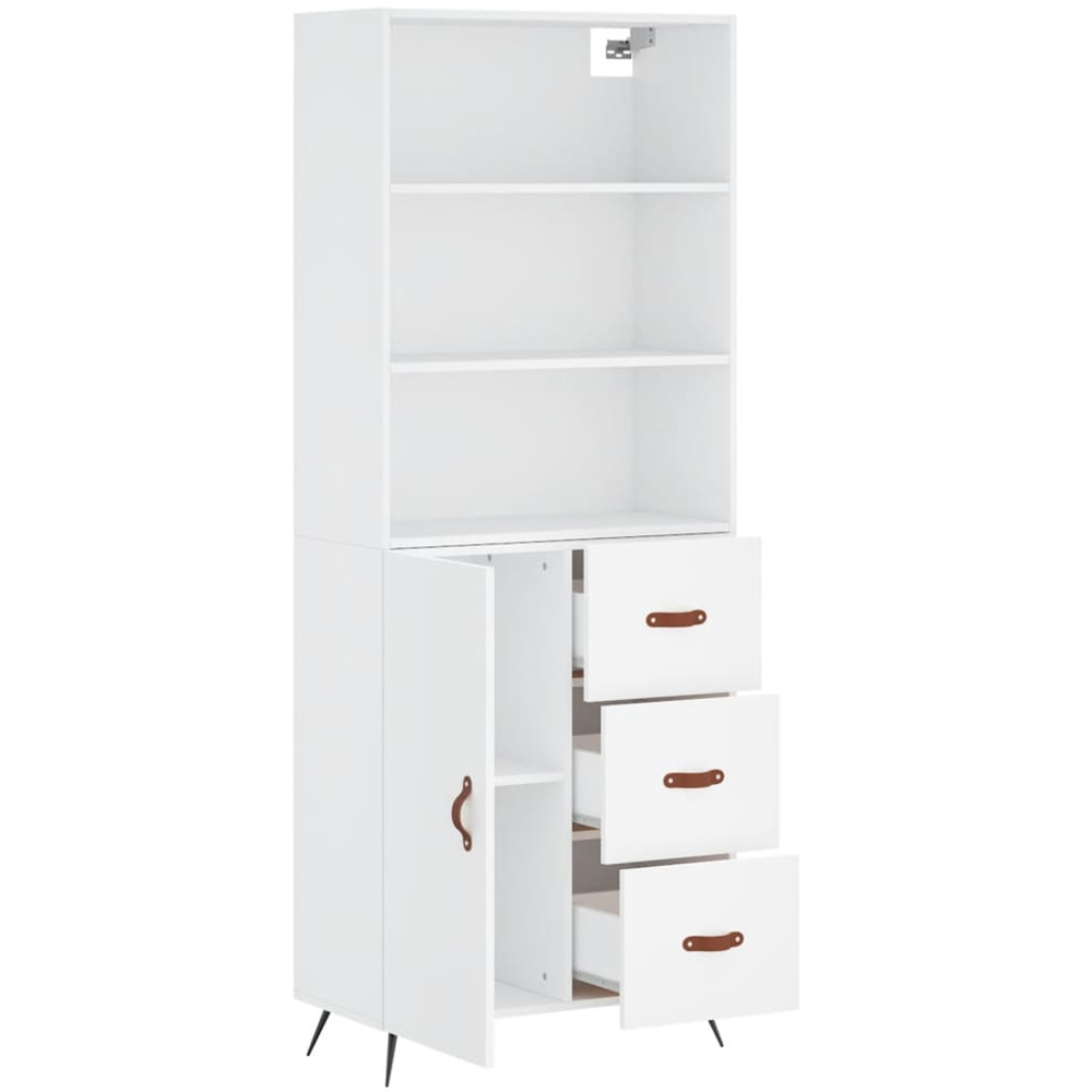 vidaXL Single Door 3 Drawer 3 Shelf White Highboard Image 4