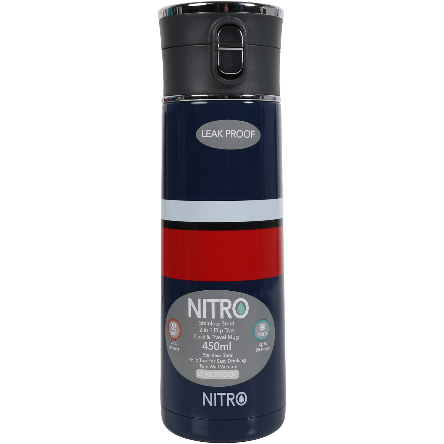 Nitro 450ml Stripe Flip Top Flask Image 1