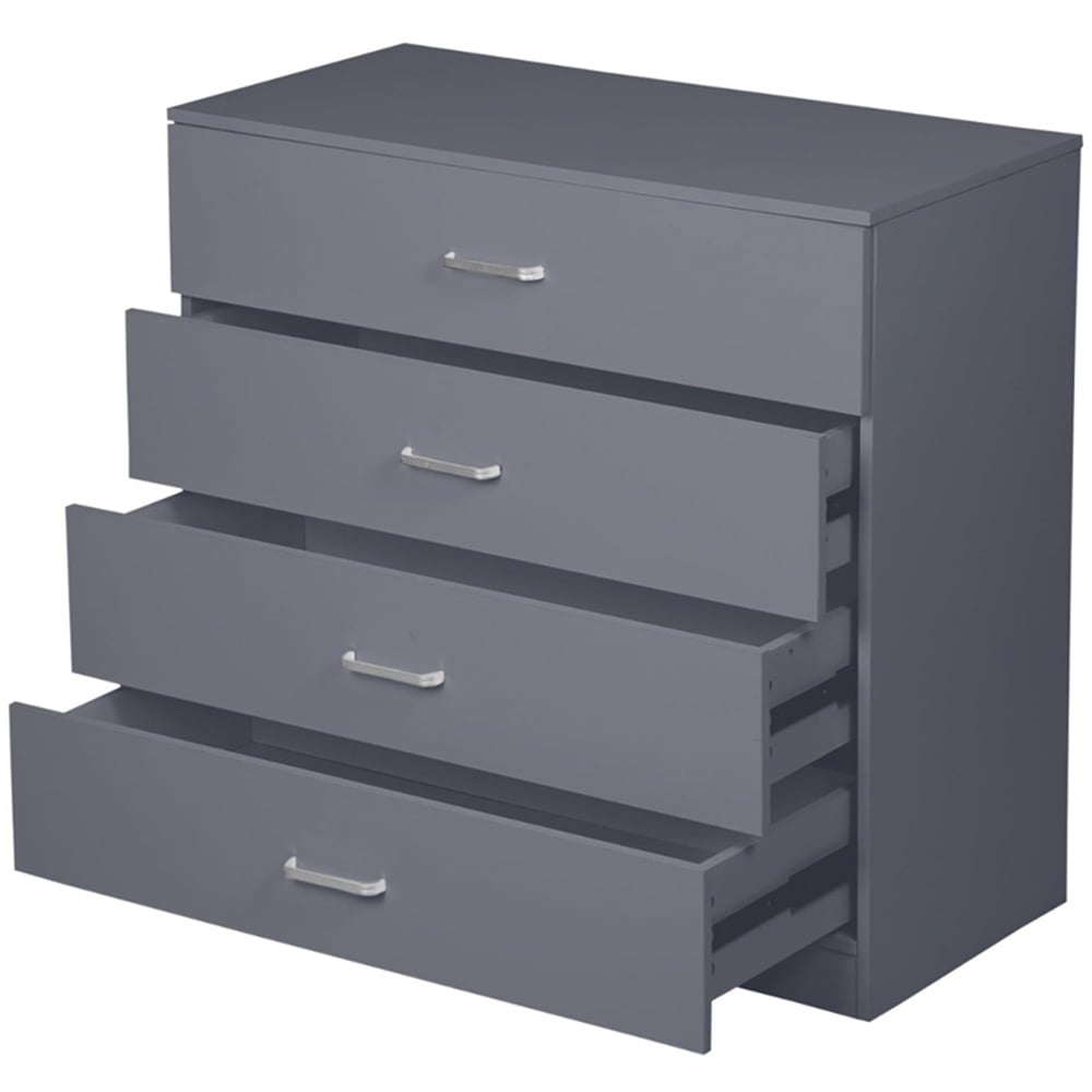 Alivio 4 Drawer Grey Bedside Storage Cabinet Image 3