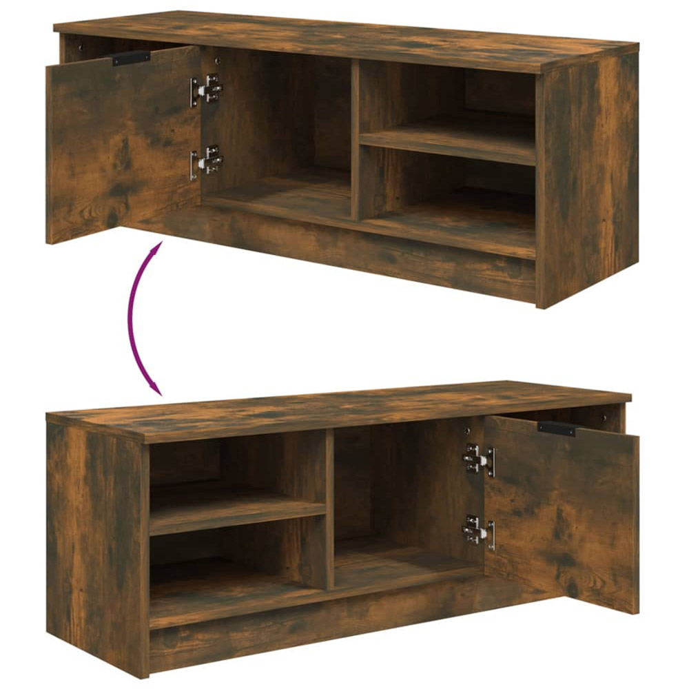 vidaXL Single Door 4 Open Shelf Smoked Oak TV Cabinet Image 8