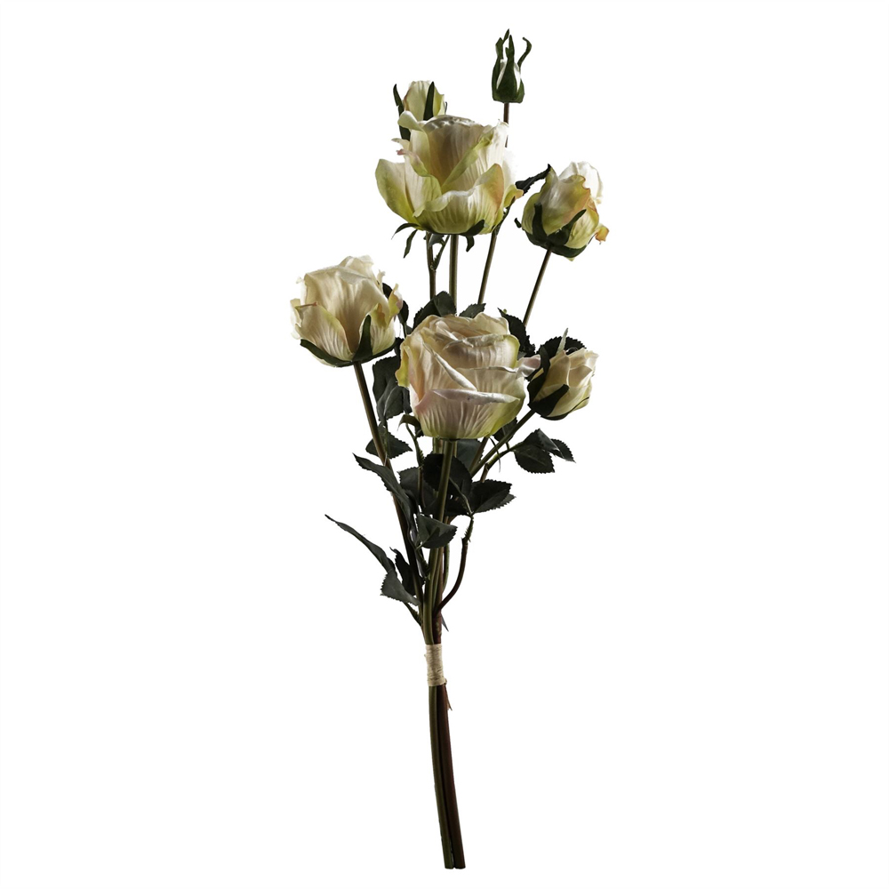 Leaf Rose Artificial Flower Bundle with Glass Vase 60cm 4 Pack Image 3