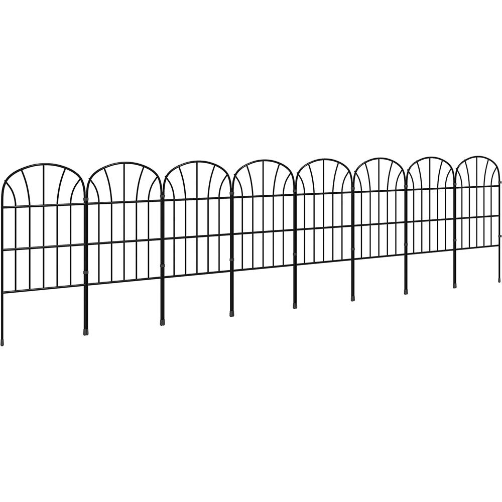 Outsunny Black Picket 2 x 1ft 8 Pack Grid Fence Panel Image 1