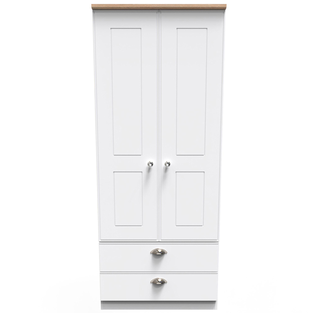 Crowndale Victoria 2 Door 2 Drawer White Ash and Oak Wardrobe Image 2
