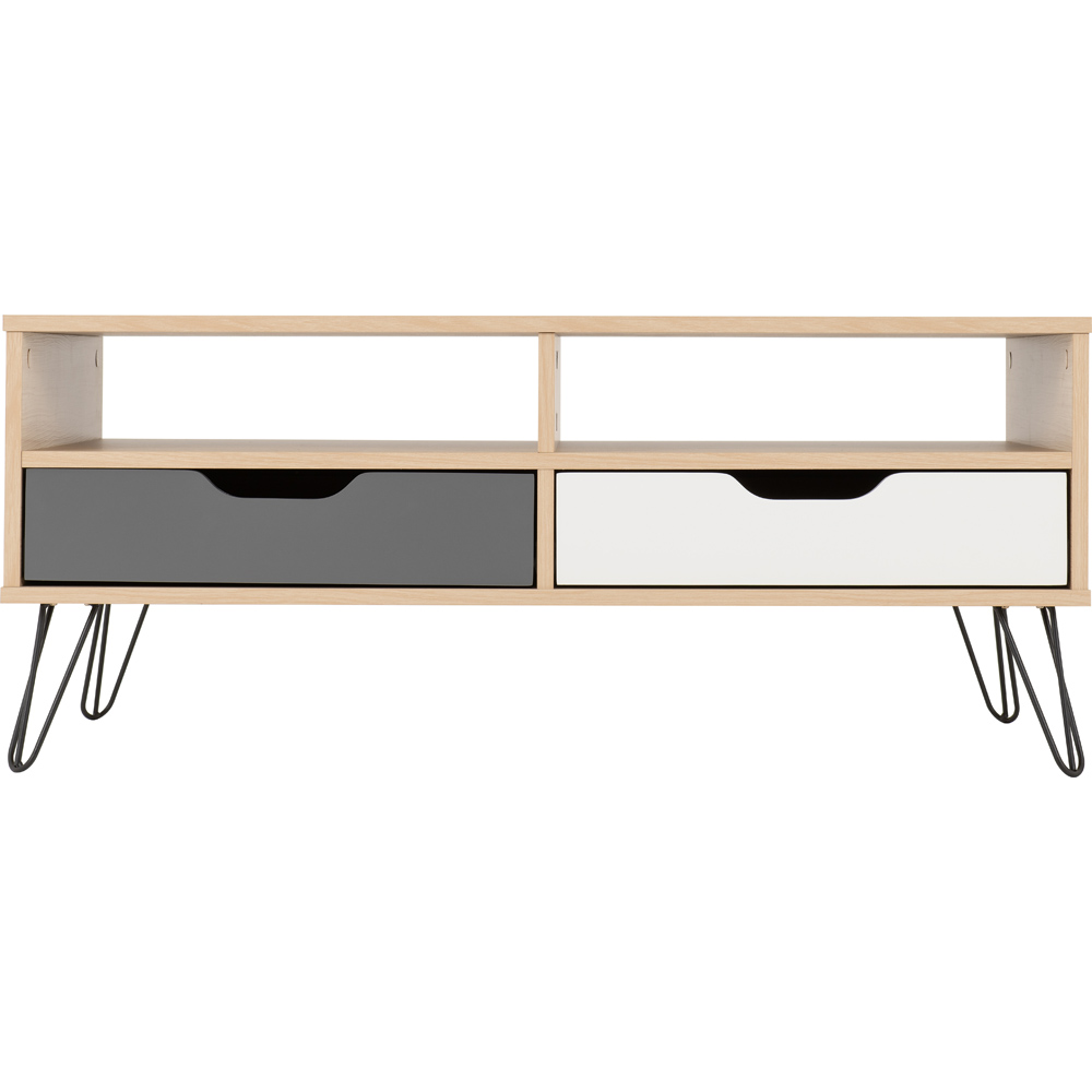 Seconique Bergen 2 Drawer Oak White and Grey Coffee Table Image 4