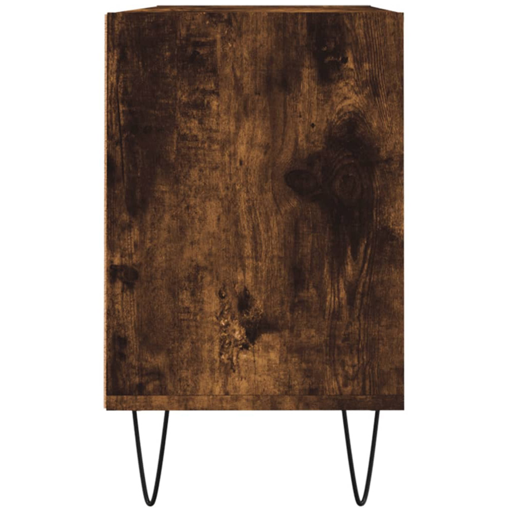 vidaXL 6 Open Shelf Smoked Oak TV Cabinet with Black Metal Legs Image 5