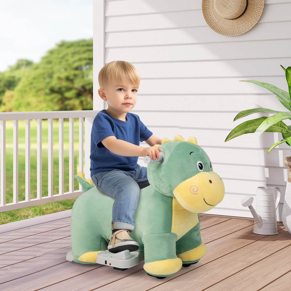 Costway Kids Green Electric Animal Ride On Toy with Music Function 6V Image 4