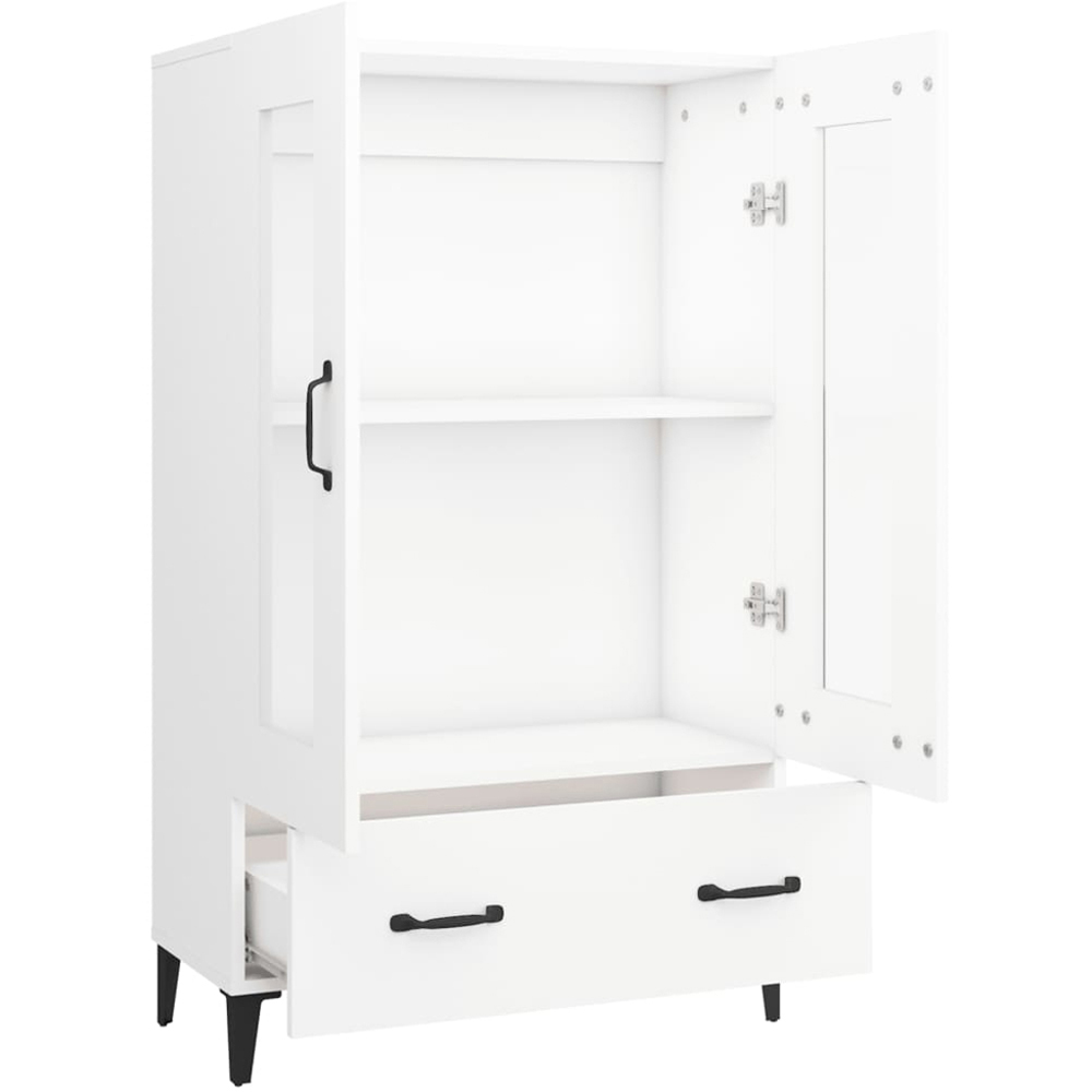 vidaXL 2 Glass Door Single Drawer White Highboard Image 3