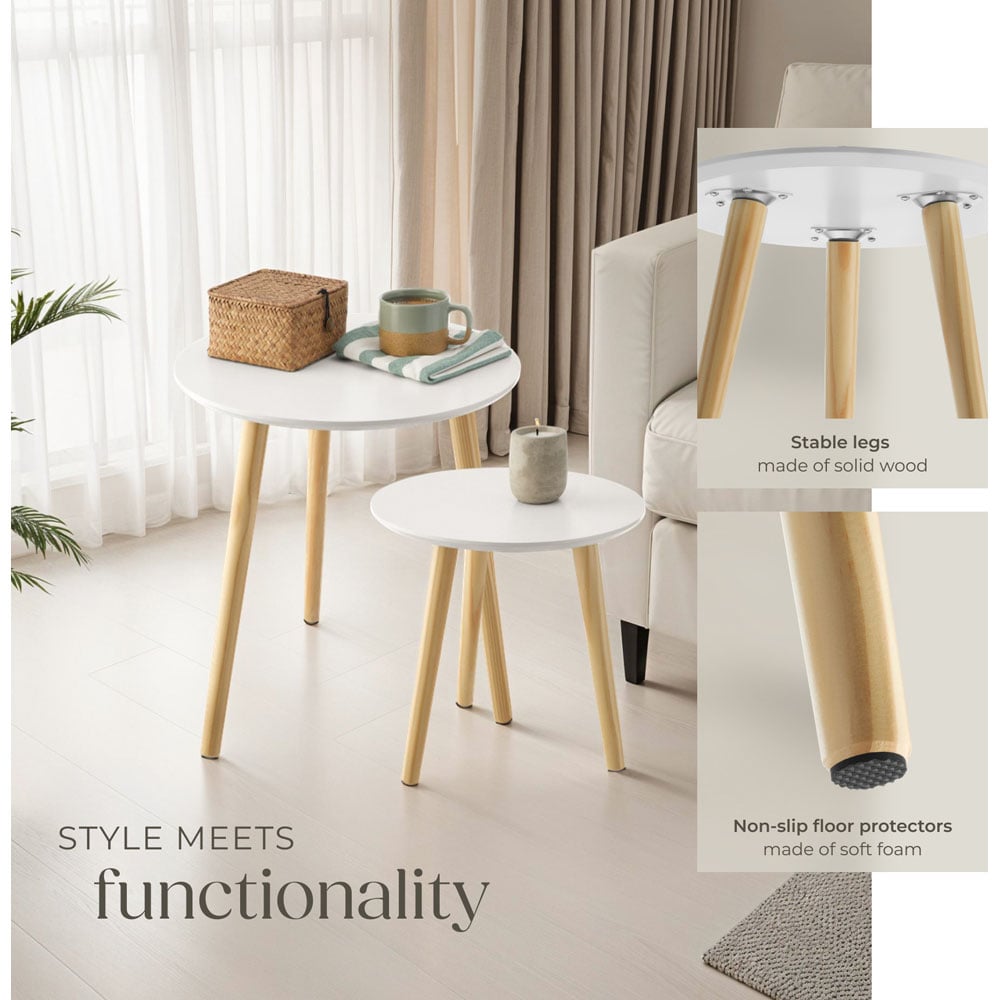 Tectake Skaland Set of 2 Brown Side Tables Image 4