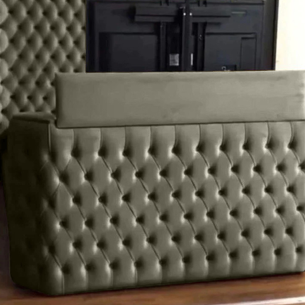 Eleganza Home Elisa Double Grey Plush Velvet TV Bed Frame with Curved Headboard Image 3