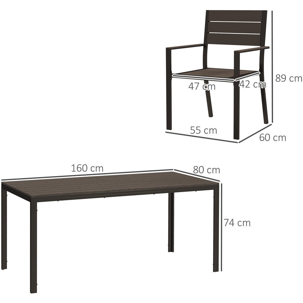 Outsunny 6 Seater Steel Garden Dining Set with Stackable Chair Black Image 9